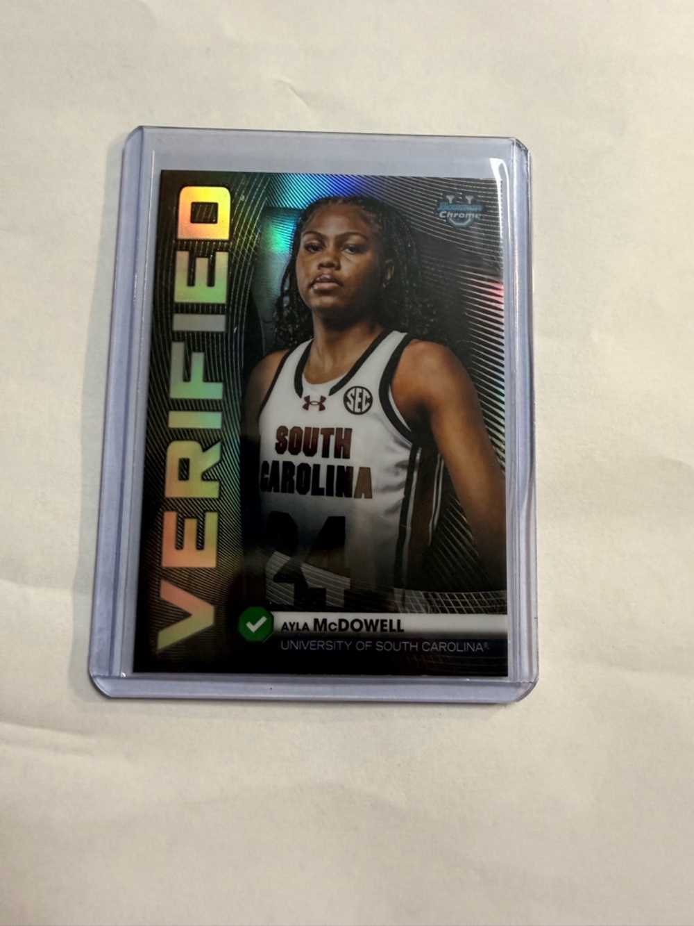 2025-26 Bowman University Chrome Ayla McDowell Verified Refractor Insert
